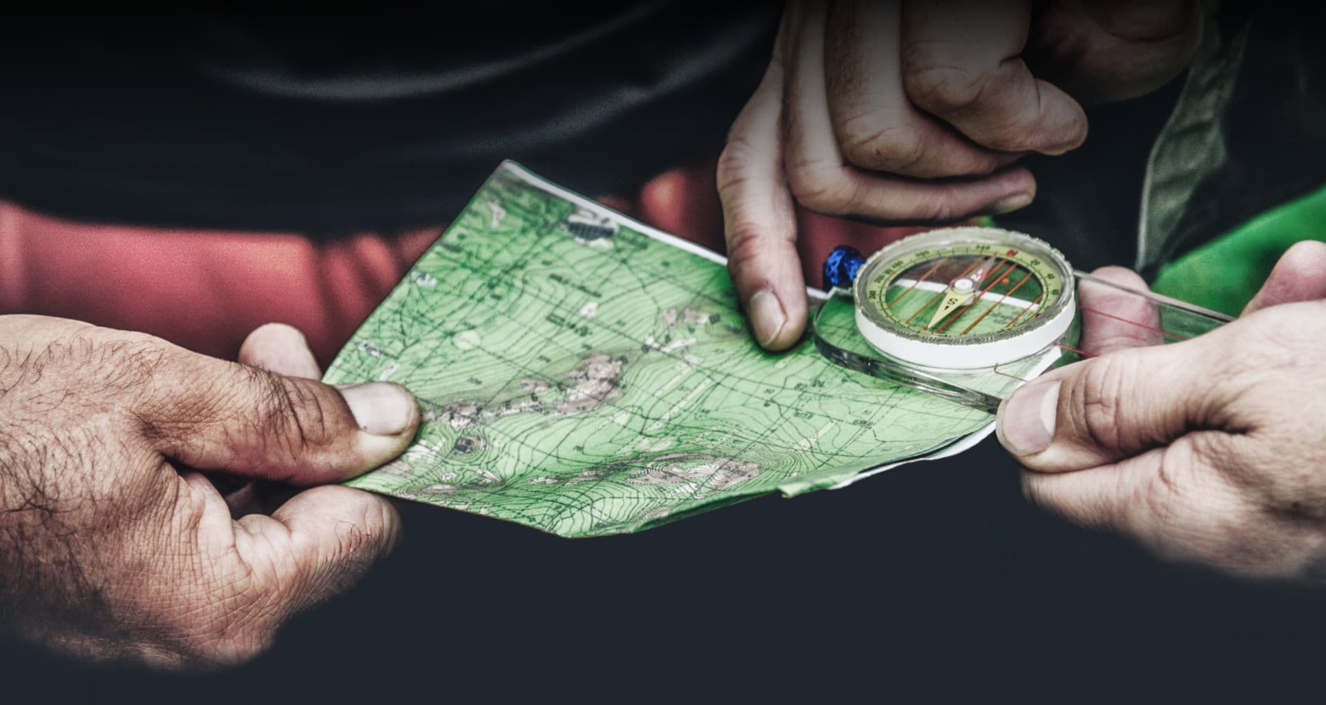 Reviewing map and compass